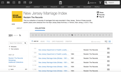 New Jersey Marriage Index, 1901-2016 - Reclaim The Records